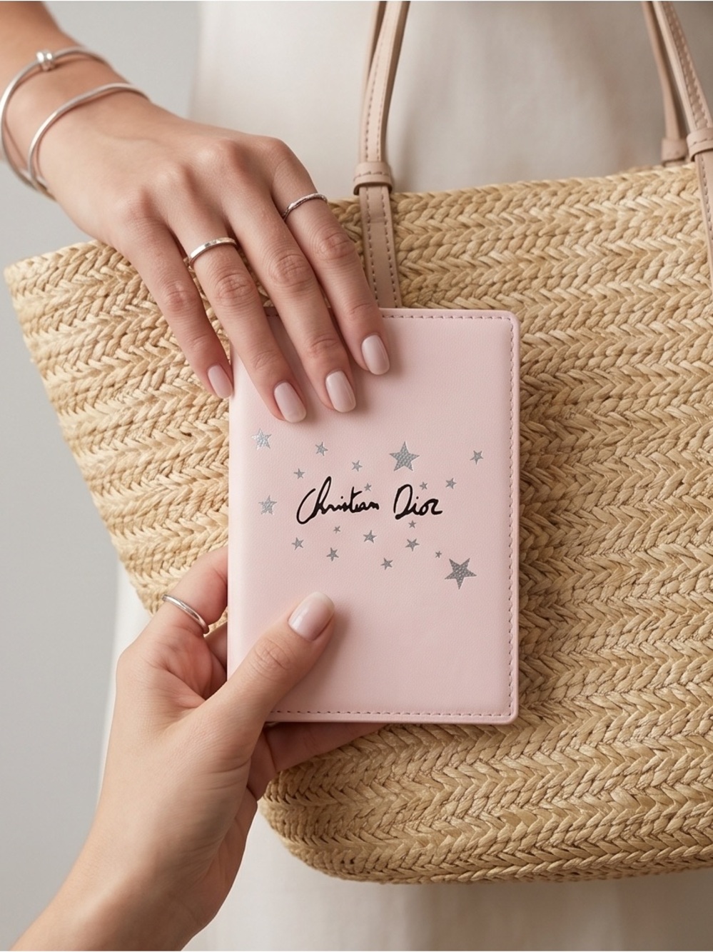 Dior Pink Star-Print Card & Key Holder